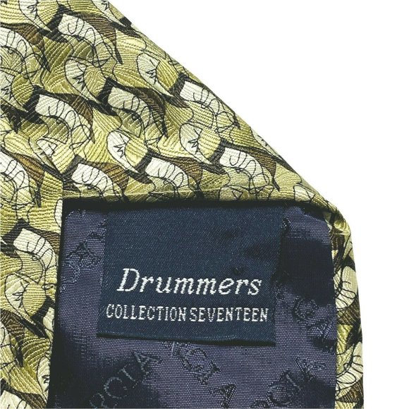 Vintage‎ Jerry J. Garcia Tan Brown Abstract Mens Silk Tie Drummers Collection 17 - Picture 4 of 7